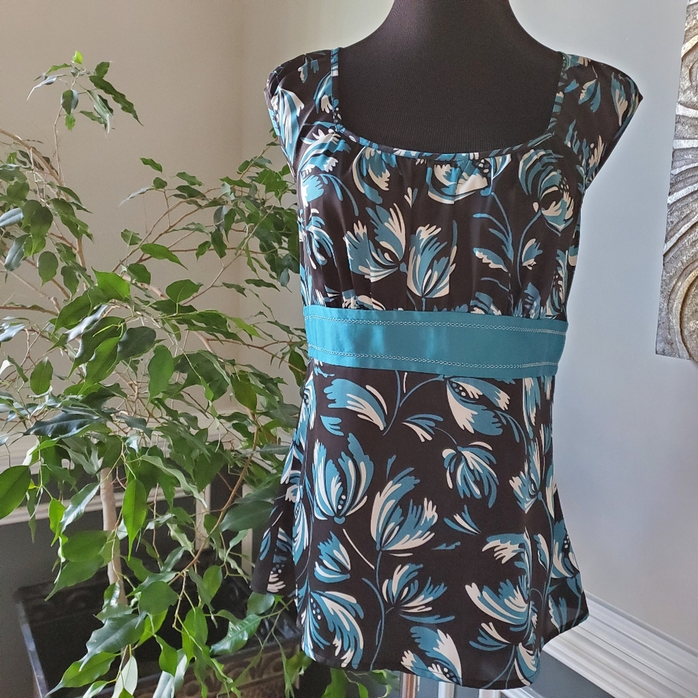 Ann Taylor Loft Blue and Black Blouse